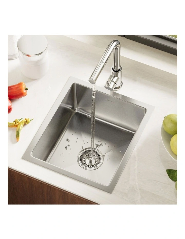 Welba Kitchen Sink 44X38CM With Pull Out Mixer Tap Stainless Steel Single Bowl image 4