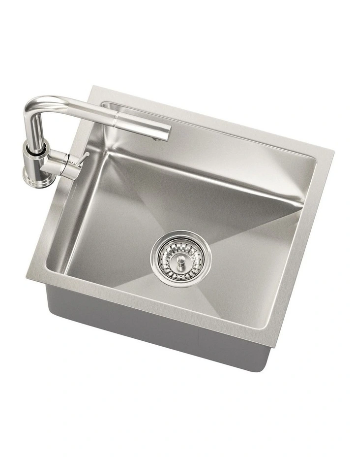 Welba Kitchen Sink 44X38CM With Pull Out Mixer Tap Stainless Steel Single Bowl image 6