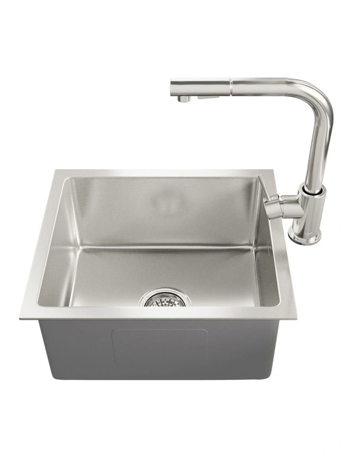 Welba Kitchen Sink 44X38CM With Pull Out Mixer Tap Stainless Steel Single Bowl image 7