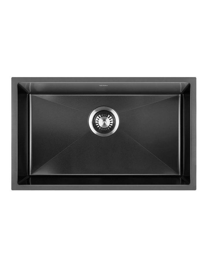 Welba Kitchen Sink 70X45CM Stainless Steel Single Bowl Basin With Waste Black image 1