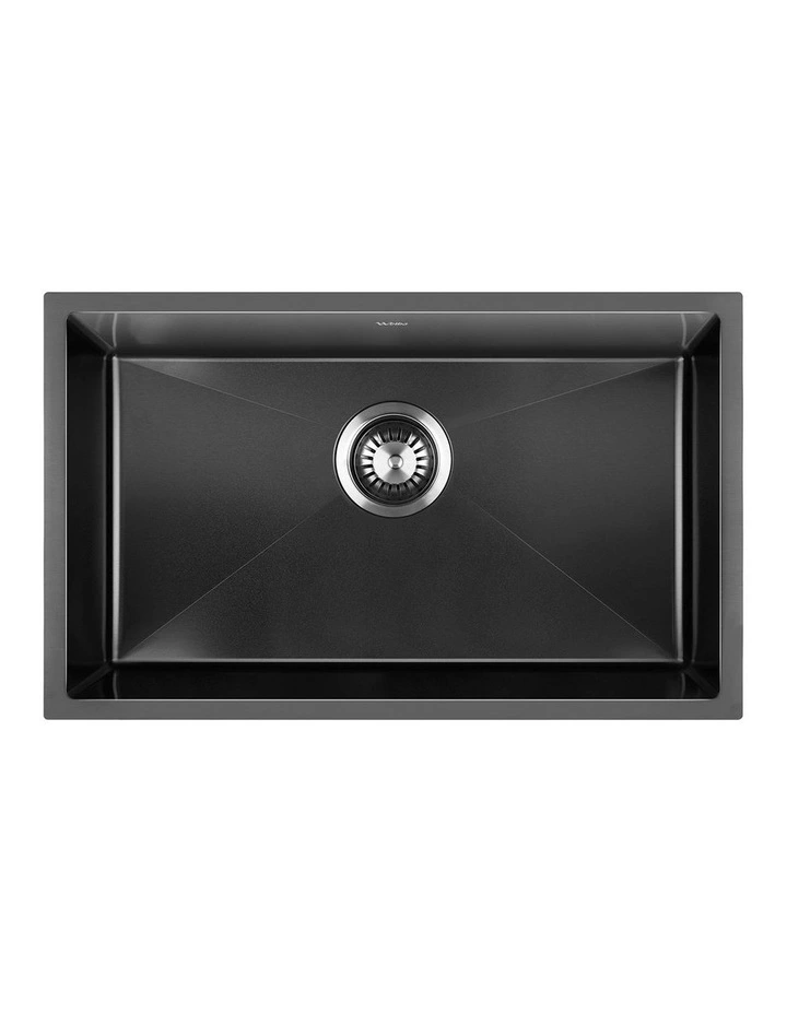 Welba Kitchen Sink 70X45CM Stainless Steel Single Bowl Basin With Waste Black image 2