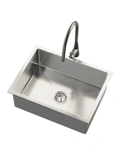Welba Kitchen Sink 60X45CM With Pull Out Mixer Tap Stainless Steel Single Bowl