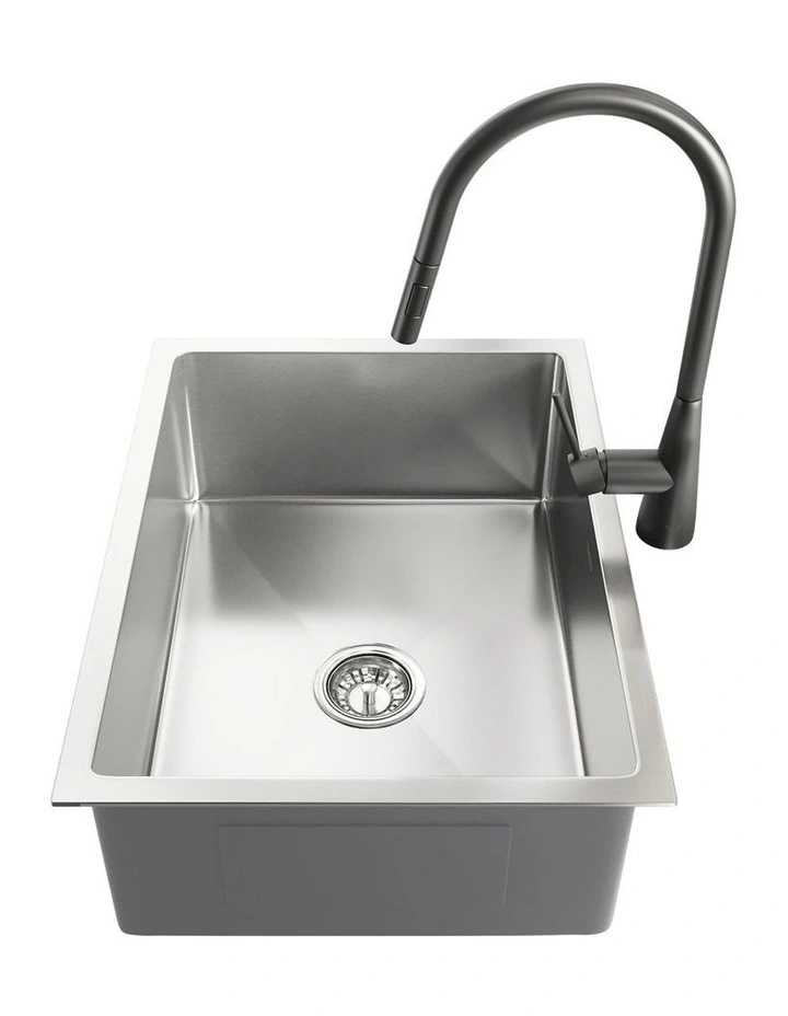 Welba Kitchen Sink 60X45CM With Pull Out Mixer Tap Stainless Steel Single Bowl image 7
