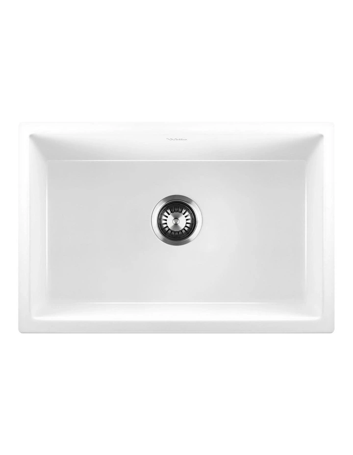 Welba Kitchen Sink 70x45cm Granite Stone Sink Laundry Basin Single Bowl White image 1