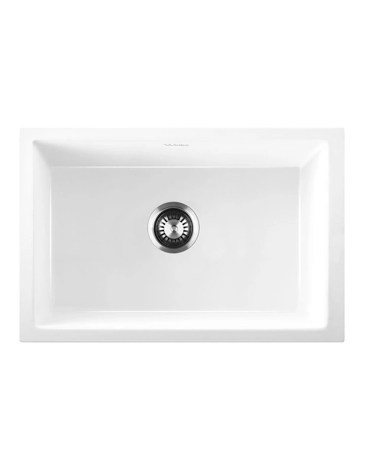 Welba Kitchen Sink 70x45cm Granite Stone Sink Laundry Basin Single Bowl White image 2