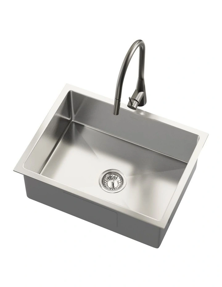 Welba Kitchen Sink 58X44CM With Pull Out Mixer Tap Stainless Steel Single Bowl image 1