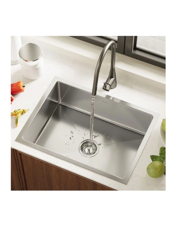 Welba Kitchen Sink 58X44CM With Pull Out Mixer Tap Stainless Steel Single Bowl image 4