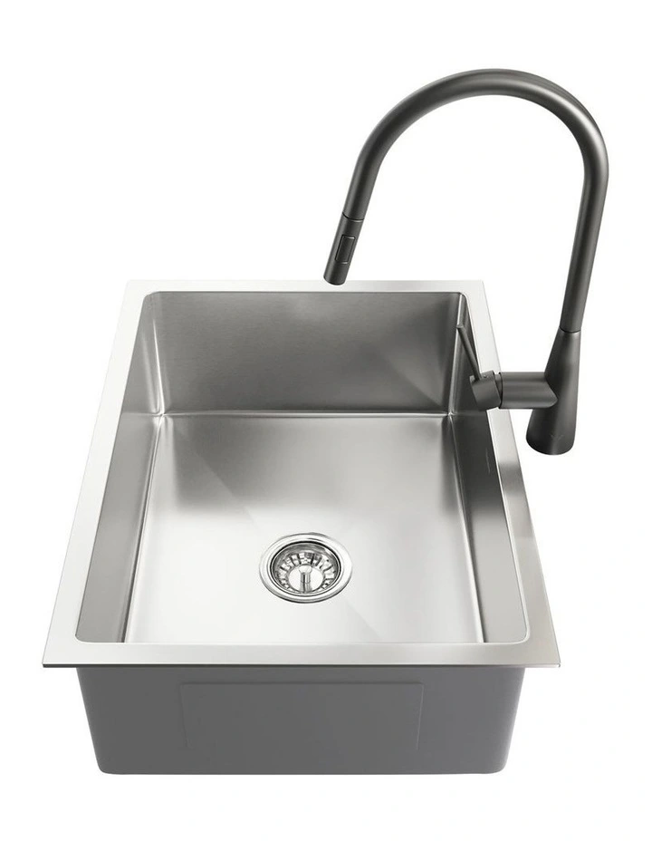 Welba Kitchen Sink 58X44CM With Pull Out Mixer Tap Stainless Steel Single Bowl image 7