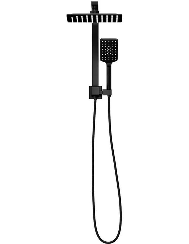 WELS 10 Rain Shower Head Set Square 3-Mode Handheld Shower Gooseneck Black image 2