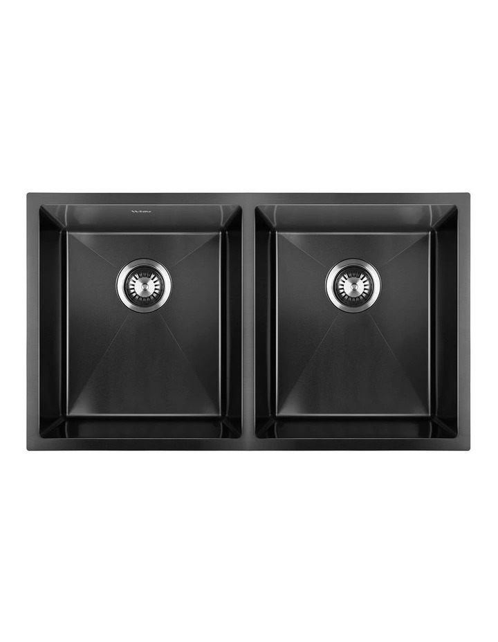 Welba Kitchen Sink Stainless Steel Basin Double Under/Top/Flush Mount Black image 2