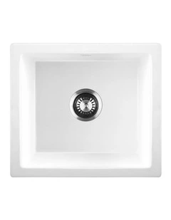 Welba Kitchen Sink 38x38cm Granite Stone Sink Basin Single Bowl White