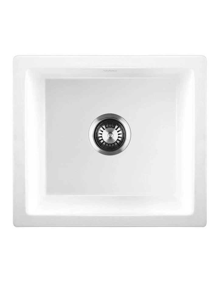 Welba Kitchen Sink 38x38cm Granite Stone Sink Basin Single Bowl White image 1