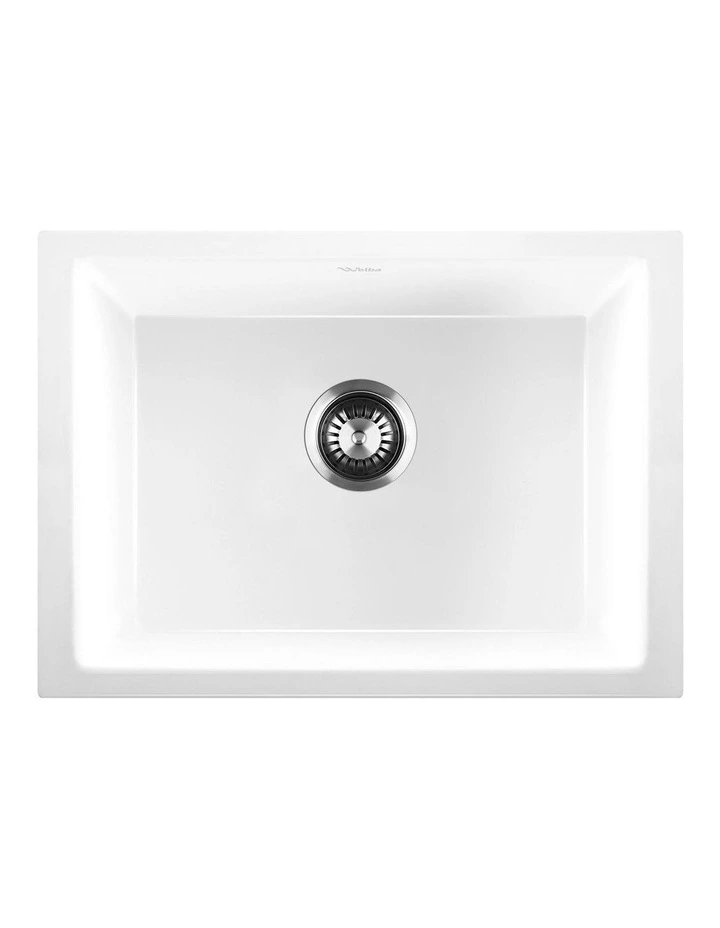 Welba Kitchen Sink 55x45cm Granite Stone Sink Laundry Basin Single Bowl White image 1