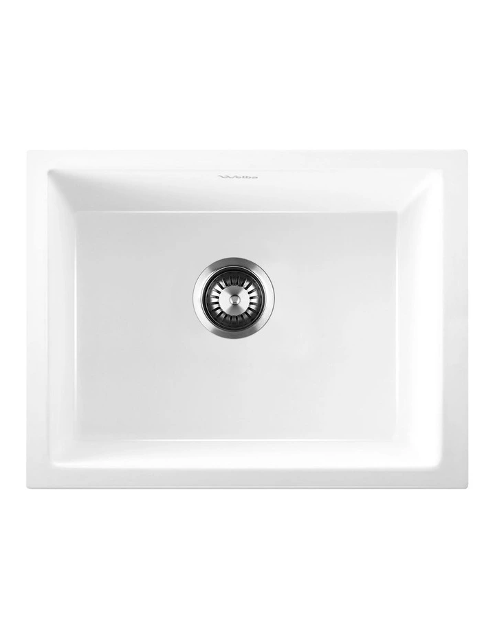 Welba Kitchen Sink 55x45cm Granite Stone Sink Laundry Basin Single Bowl White image 2