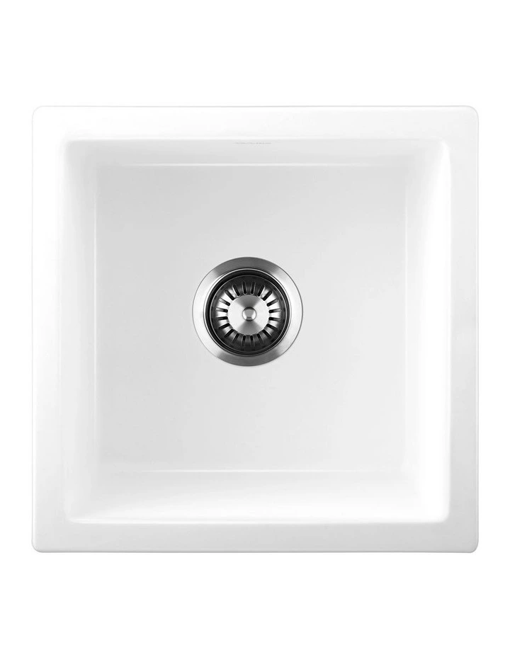 Welba Kitchen Sink Granite Stone Sink Laundry Basin Single Bowl 45cmx45cm White image 2