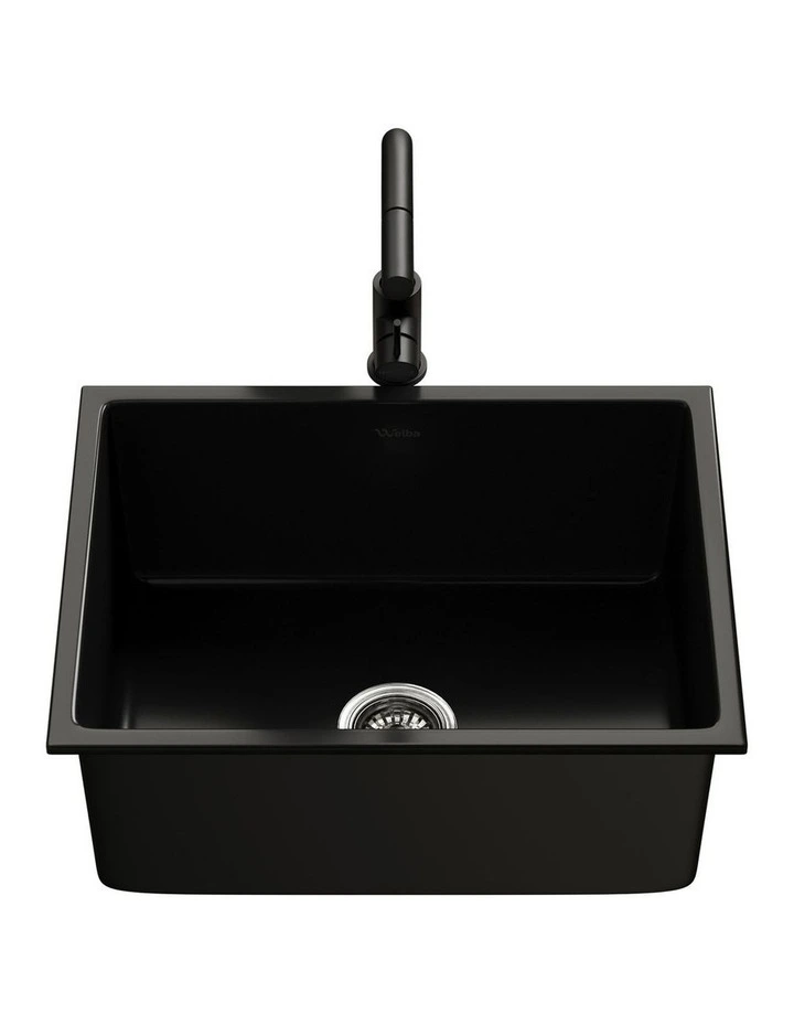 Welba Kitchen Sink Basin with Mixer Tap 59cmx45cm Granite Stonk Faucet Black image 5