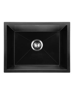Welba Kitchen Sink 55x45cm Granite Stone Sink Laundry Basin Single Bowl Black