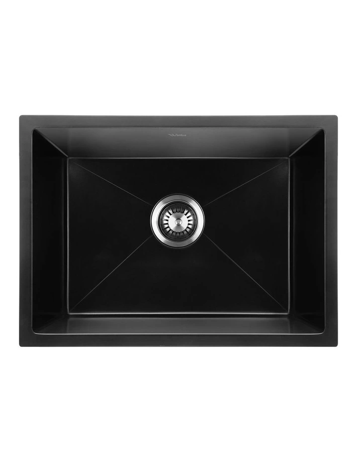Welba Kitchen Sink 55x45cm Granite Stone Sink Laundry Basin Single Bowl Black image 2