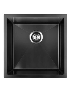 Welba Kitchen Sink 44X44CM Stainless Steel Single Bowl Basin With Waste Black