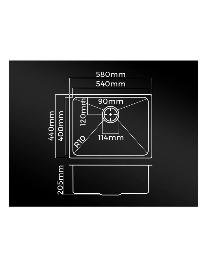 Welba Kitchen Sink 58X44CM Stainless Steel Single Bowl Basin With Waste Silver image 3