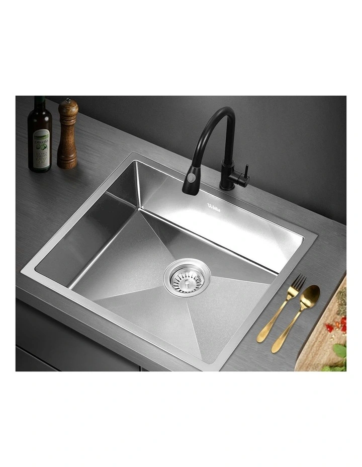 Welba Kitchen Sink 58X44CM Stainless Steel Single Bowl Basin With Waste Silver image 5