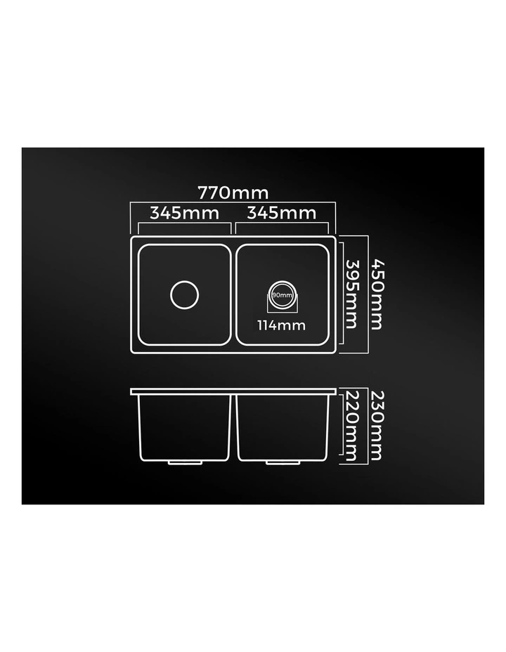 Welba Kitchen Sink Granite Stone Basin Bathroom Laundry Double Bowl 770mmx450mm image 3