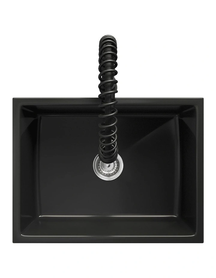 Welba Kitchen Sink Granite Stone Single Bowl with Mixer Tap 59cmx45cm Black image 2