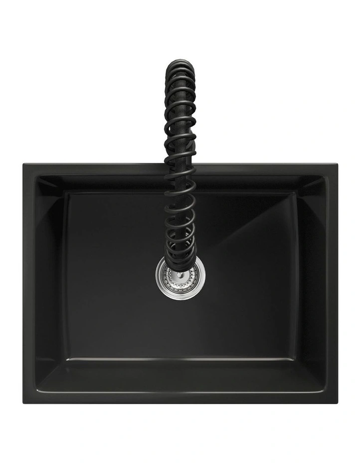 Welba Kitchen Sink Granite Stone Single Bowl with Mixer Tap 59cmx45cm Black image 5