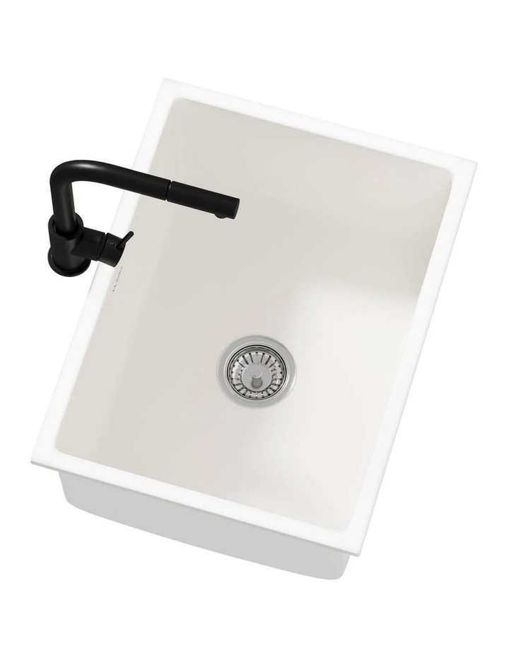 Welba Kitchen Sink Basin with Mixer Tap 59cmx45cm Granite Stonk Faucet White image 6