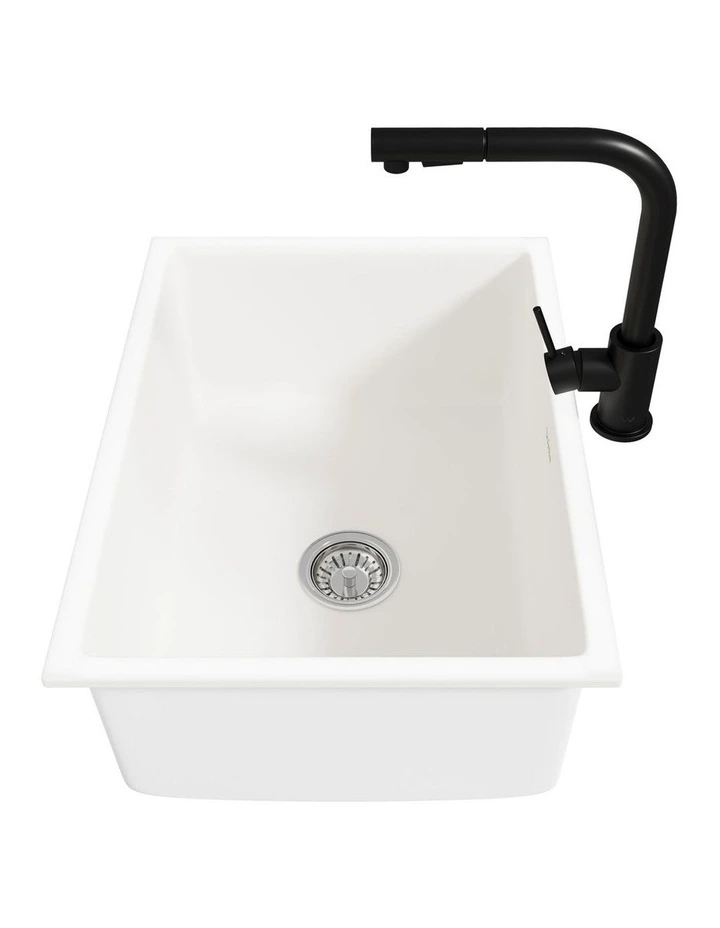 Welba Kitchen Sink Basin with Mixer Tap 59cmx45cm Granite Stonk Faucet White image 7