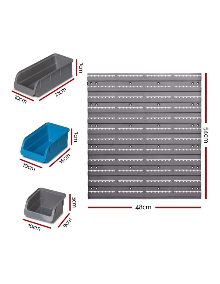 Giantz 48 Storage Bin Rack Wall Mounted Steel Board image 2