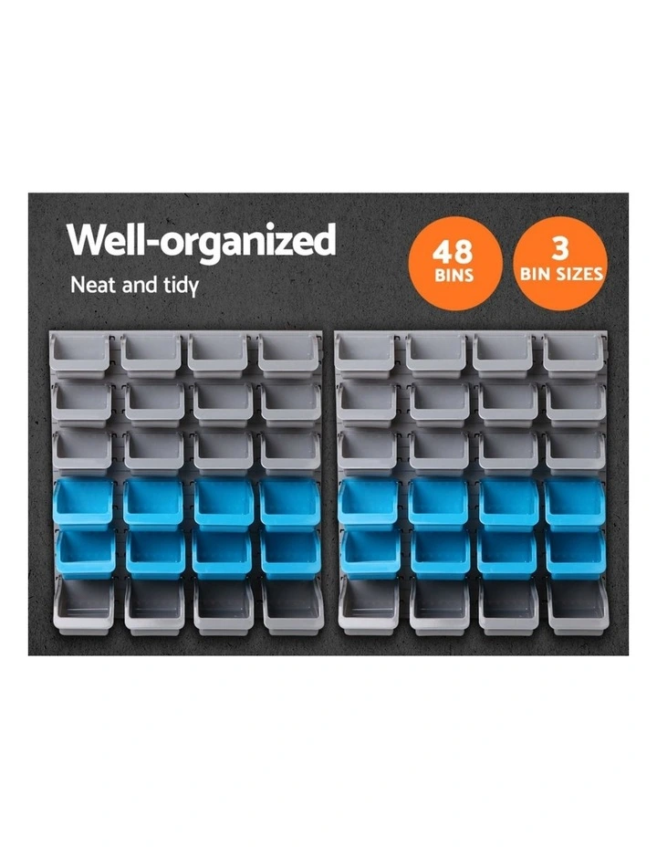 Giantz 48 Storage Bin Rack Wall Mounted Steel Board image 6