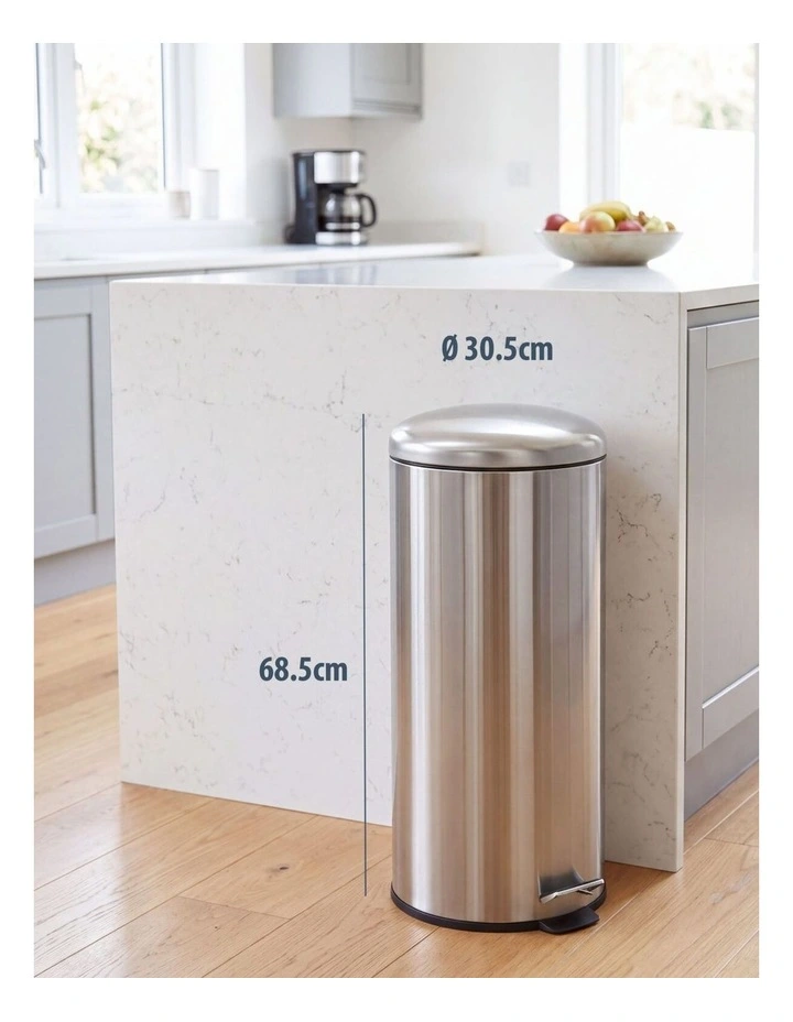 30L Pedal Bin with Stainless Steel and Plastic Construction image 2