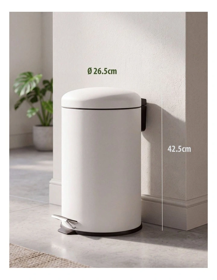12L Pedal Bin with Stainless Steel and Plastic Construction image 2