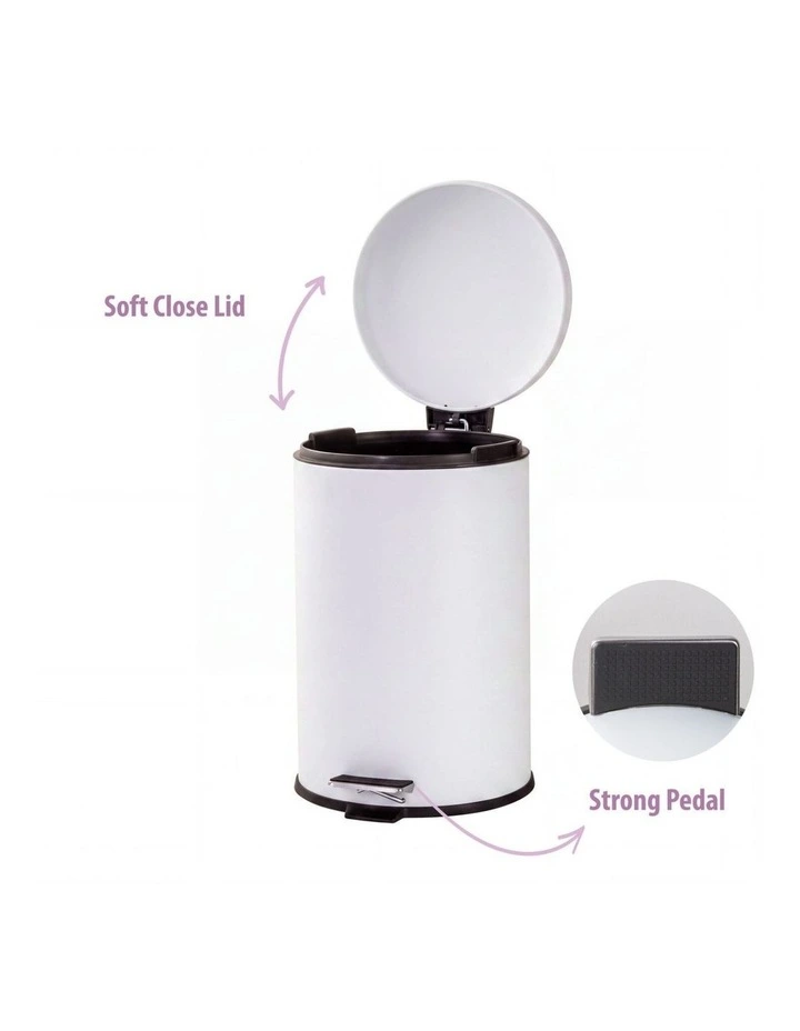12L Pedal Bin with Stainless Steel and Plastic Construction image 3