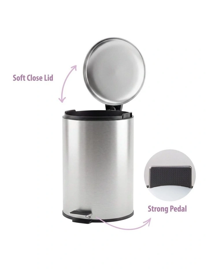20L Pedal Bin with Stainless Steel and Plastic Construction image 3