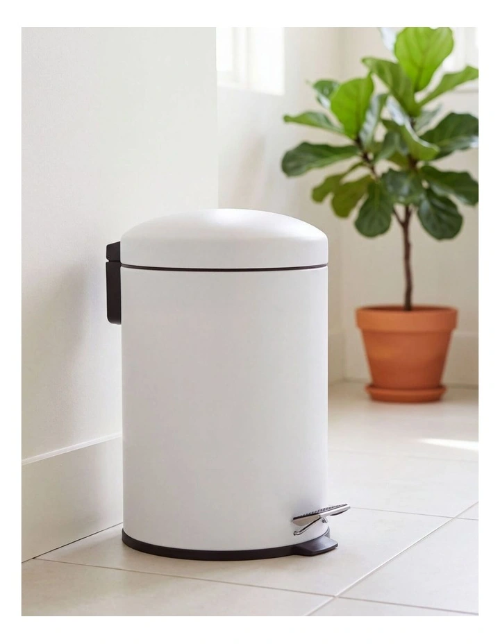 6L Compact Pedal Bin with Stainless Steel and Plastic Construction image 3