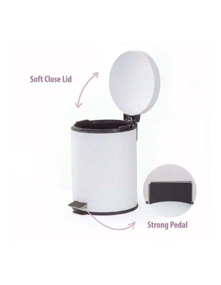 6L Compact Pedal Bin with Stainless Steel and Plastic Construction image 4