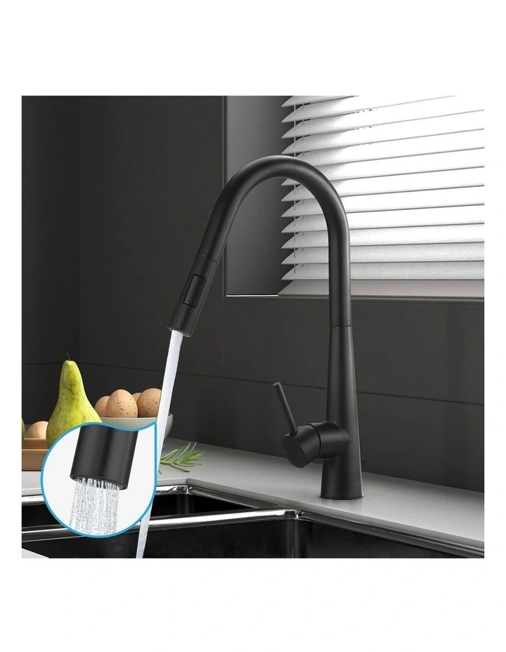 Kitchen Mixer Tap Pull Out Faucet 2-Mode Sink Basin Swivel Black image 4