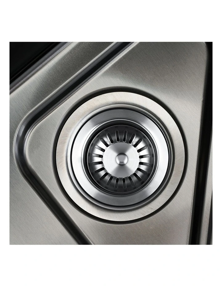 Welba Kitchen Sink 75X45CM Stainless Steel Single Bowl Basin With Waste Black image 7