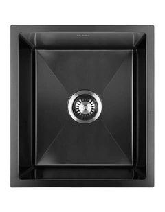 Welba Kitchen Sink 44X38CM Stainless Steel Single Bowl Basin With Waste Black