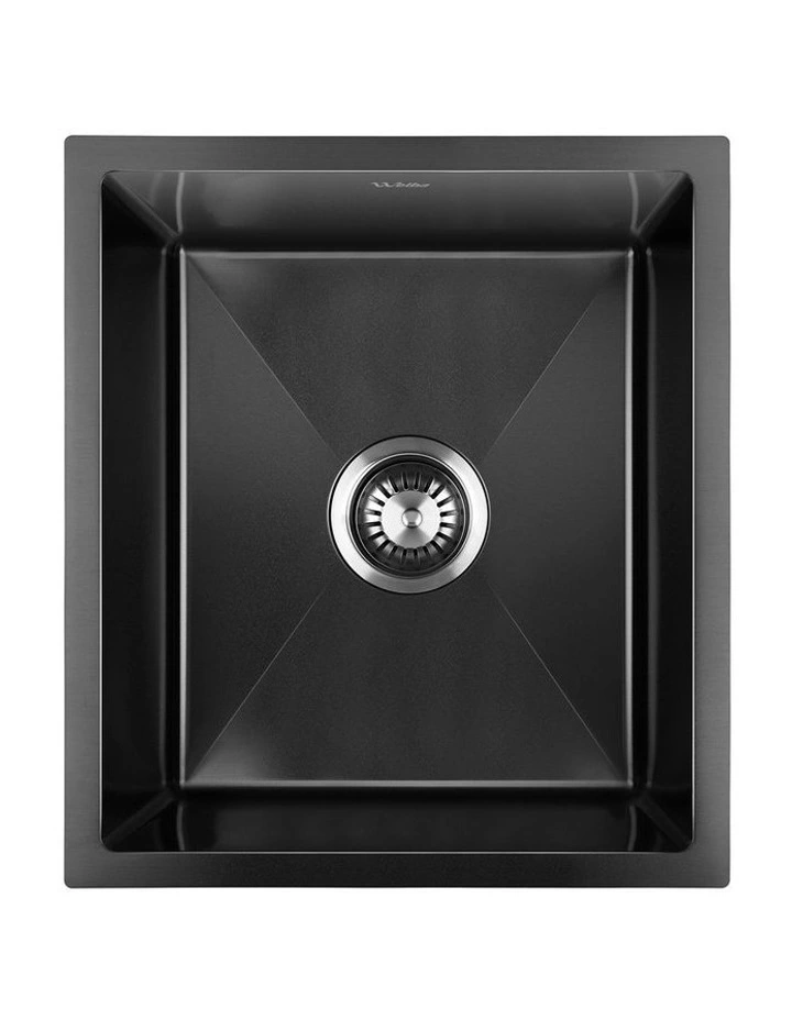 Welba Kitchen Sink 44X38CM Stainless Steel Single Bowl Basin With Waste Black image 2