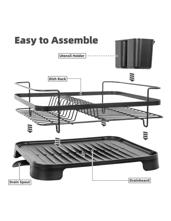 Steel Frame Dish Drying Rack Durable Steel Frame, Removable Utensil Holder, Compact Size image 2