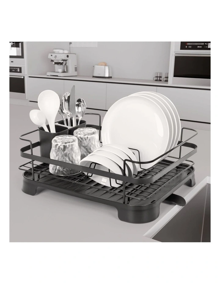 Steel Frame Dish Drying Rack Durable Steel Frame, Removable Utensil Holder, Compact Size image 3