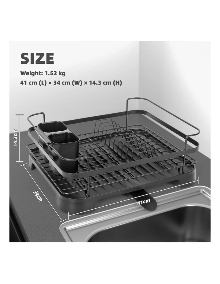 Steel Frame Dish Drying Rack Durable Steel Frame, Removable Utensil Holder, Compact Size image 7