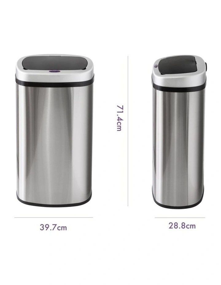 60L Stainless Steel Motion Sensor Rubbish Bin image 2