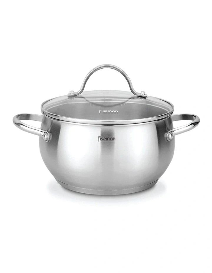 Fissman Stockpot Martinez Series Stainless Steel With Glass Lid 5.9L image 1