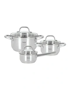 6pc Fissman Stainless Steel Casserole Cookware Set With Glass Lids FLORY