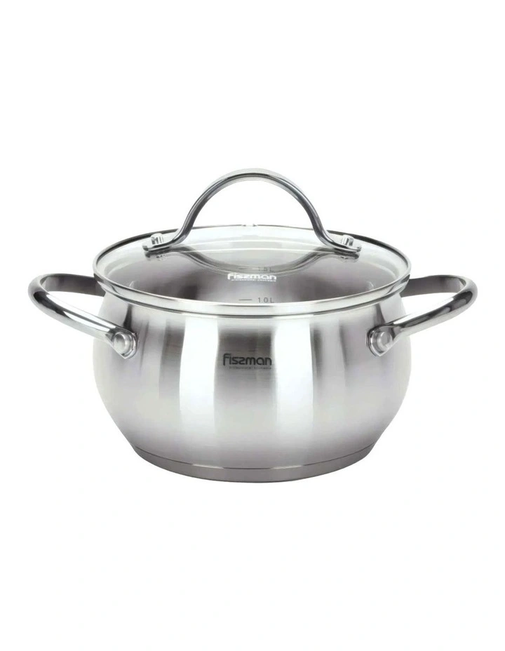 Fissman Stockpot Martinez Series Stainless Steel With Glass Lid 1.8L image 1
