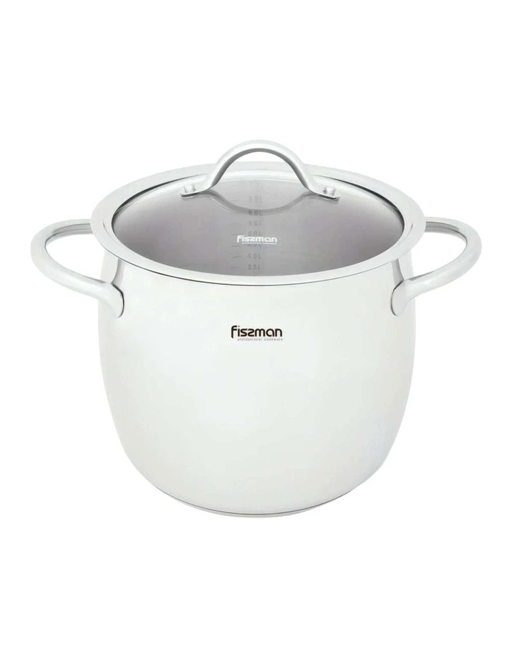 Fissman Stockpot VIVIEN Series Stainless Steel with Glass Lid 7.7L image 1